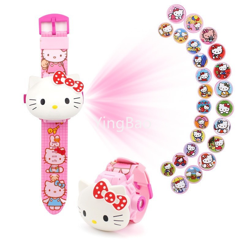 Cinnamoroll Kuromi 3D นาฬิกาโปรเจคเตอร์ Sanrio Melody Kitty ของเล่น ไม่มีกล่อง นาฬิกาพลิกยอดนิยม Kawaii ของขวัญเด็กผู้หญิง