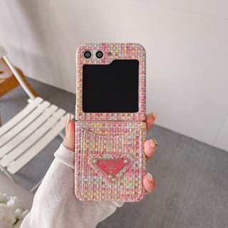 เคสโทรศัพท์มือถือ แบบฝาพับ พร้อมช่องใส่บัตร หรูหรา สําหรับ Samsung Galaxy Z Flip 3 4 5