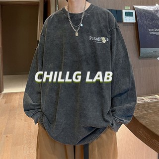 Chillg Lab เสื้อยืดกันหนาว แขนยาว สไตล์ฮิปฮอป แฟชั่นฤดูใบไม้ผลิ และฤดูใบไม้ร่วง สําหรับผู้ชาย