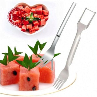 ส้อมสเตนเลส แบบสองหัว สําหรับตัดผลไม้ แตงโม K6Y0