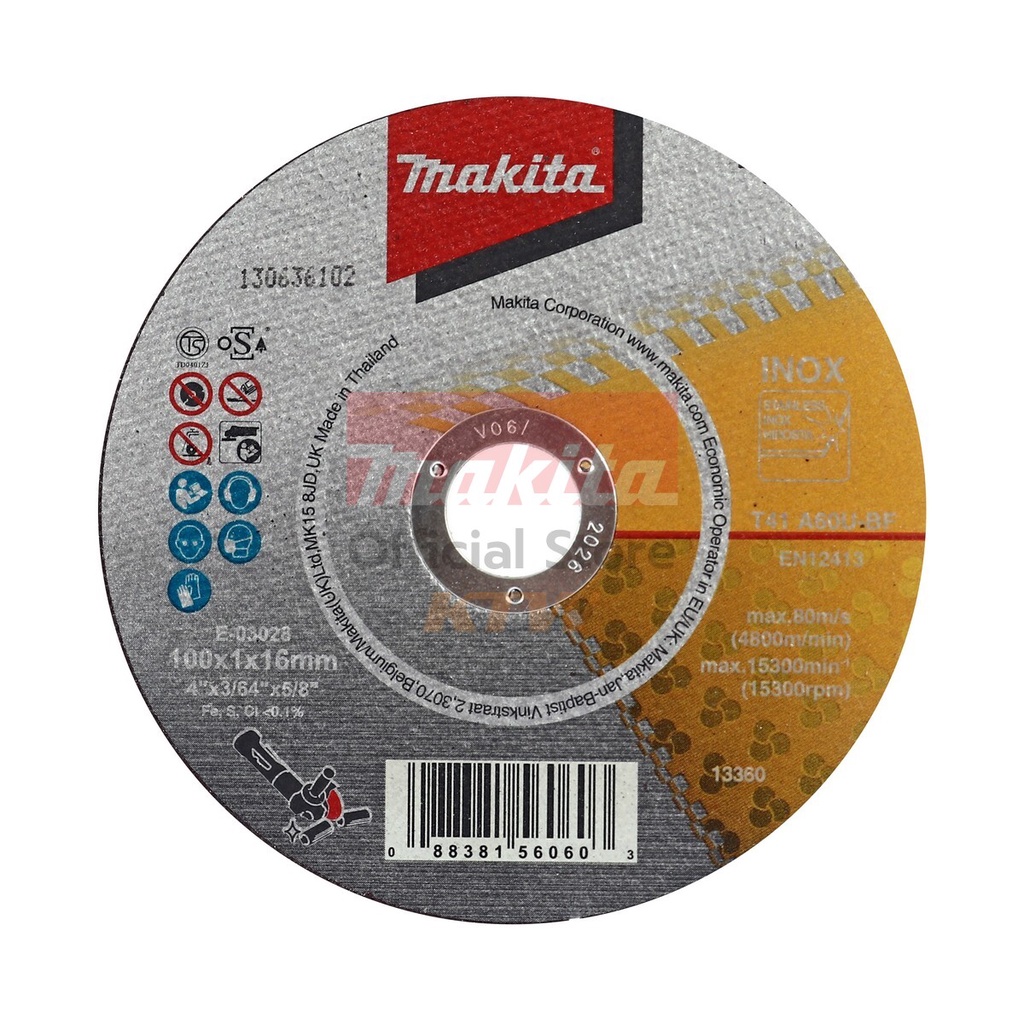 MAKITA มากีต้า MP003276A E-03028 แผ่นตัด 4"X1มิล (A60U) มี OSA CUT-OFF WHEEL 1.0MM Code E-03028