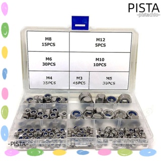 Pista น็อตล็อคไนล่อน สเตนเลส 304 M3 M4 M5 M6 M8 M10 M12 หกเหลี่ยม พร้อมกล่องเก็บ 7 ขนาด สําหรับยานยนต์ และเรือ 170 ชิ้น