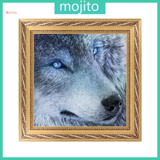 Mojito ภาพจิตรกรรมปักครอสติส ลายหมาป่า 5D สําหรับตกแต่งบ้าน ออฟฟิศ DIY