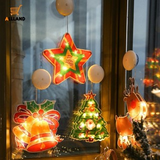 Merry Christmas โคมไฟ LED รูปซานตาคลอส สโนว์แมน ใช้แบตเตอรี่ สีวอร์มไวท์ สําหรับตกแต่งหน้าต่างบ้าน