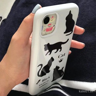 เคสป้องกันโทรศัพท์มือถือ ลายแมวดํา สไตล์เกาหลี สําหรับ iPhone 11 xr 14promax 13 12 x xr xsmax 8