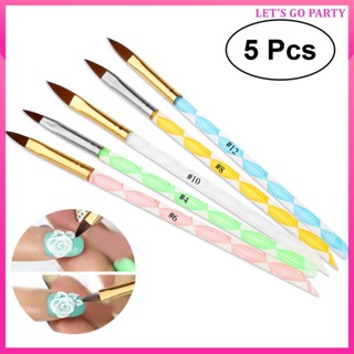 Pixnor 5 ชิ้น อะคริลิค เล็บยูวีเจล แกะสลัก ปากกา แปรง ของเหลว ผง DIY uiran