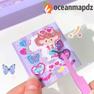 Oceanmapdz ชุดสติกเกอร์การ์ด ลายหัวใจ ไล่โทนสี แฮนด์เมด