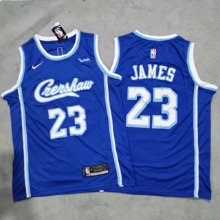 โมเดล James No. แฟชั่น สไตล์คลาสสิก เสื้อกีฬาบาสเก็ตบอล ปักลาย NBA Lakers 23 Lakers สีฟ้า สําหรับผู้ชาย 559067