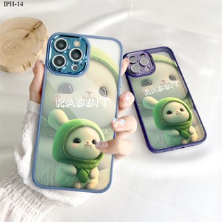 Compatible With iPhone 14 13 12 Pro Plus Max เคสไอโฟน สำหรับ Case Cartoon Green Rabbit Glitter Lens เคส เคสโทรศัพท์ เคสมือถือ Full Cover Phone Cases Hard Casing