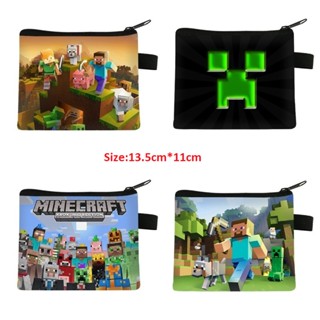 กระเป๋าสตางค์ แต่งซิป ลายการ์ตูน Minecraft Steve Creeper My World สําหรับเด็กนักเรียน