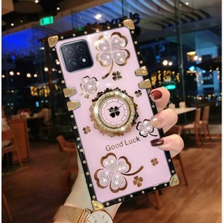 เคสโทรศัพท์มือถือ ขอบตรง ประดับเพชรเทียม หรูหรา สําหรับ Oppo A15 A52 A72 A92 A53 2020 A53S A33 2020