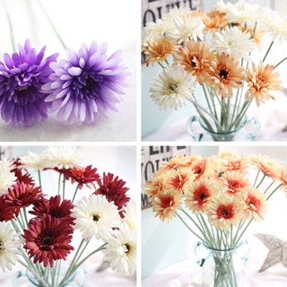 ดอกทานตะวันจำลอง Gerberas ดอกทานตะวันปลอมดอกทานตะวันจำลองสาขา DIY ผ้าไหมดอกทานตะวันแต่งงานบ้านงานปาร์ตี้วันหยุดตกแต่งบทความดอกไม้ตกแต่ง