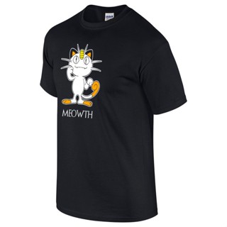 เสื้อยืดแขนสั้นiGPrints Pokemon MEOWTH Classic Design Shirt T-Shirt (Black)_07S-5XL