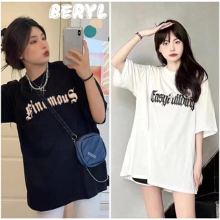 Beryl🌻เสื้อท่อนบน🍒เสื้อยืดสตรีแนวสตรีทสไตล์อเมริกันฮิปฮอปสไตล์ฮ่องกงแขนสั้นท็อปแขนสั้นหลวม