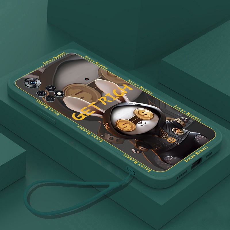 ปลอก POCO X4 GT F3 M4 Pro F4 X3 M3 Pro 5G Nice Rabbit Lanyard Soft Tpu ฝาครอบโทรศัพท์กรณี