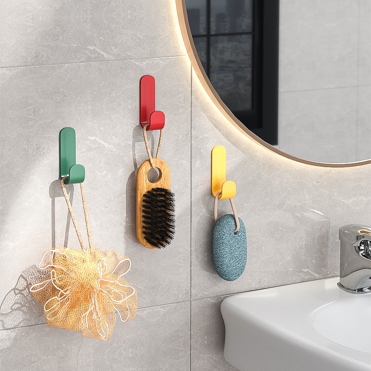 1/2/6 ชิ้น หรูหรา พื้นผิวเรียบ ตะขอ ห้องครัว ห้องน้ํา ประตู ด้านหลัง ที่แขวนผ้า นอร์ดิก รูปตัว J ตะขอกาวในตัว อเนกประสงค์ ตะขอติดผนัง - รูปที่ 3