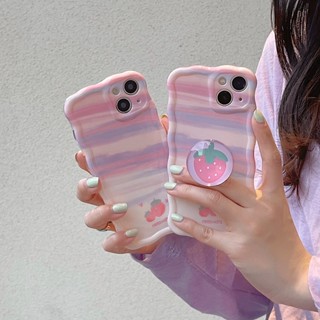 เคสโทรศัพท์มือถือ TPU กันกระแทก ลายสตรอเบอร์รี่ พร้อมขาตั้ง สําหรับ Apple IPhone 14 13 12 11 Pro Max