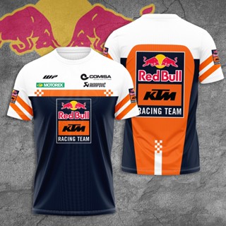 เสื้อกีฬาแขนสั้น ลายทีมแข่งรถ F1 KTM 3D สีแดง สไตล์ฮาราจูกุ 2023