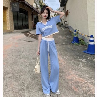 ✨ชุดเซท2ชิ้น✨ชุดเซ็ตเสื้อกางเกงขายาว ชุดเข้าเซ็ตใส่สบาย ใส่ไปเที่ยวสวย เสื้อผ้าแฟชั่น