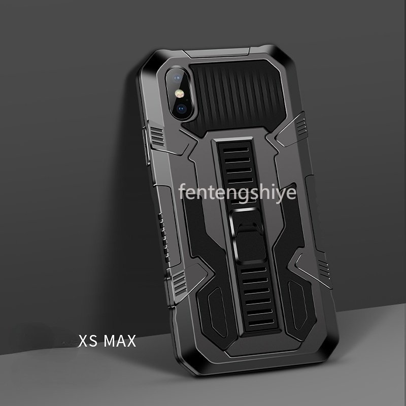 สําหรับโทรศัพท์ X XR XS MAX เคสแข็ง PC ด้านหลัง เกราะคู่ ขาตั้งพับได้ในตัว ขอบ TPU นิ่ม เคสโทรศัพท์กันกระแทก