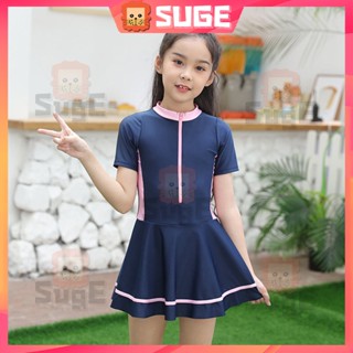 【Suge】ใหม่ ชุดว่ายน้ําวันพีช แขนยาว สําหรับเด็กผู้หญิง เด็กวัยหัดเดิน ชายหาด ชุดว่ายน้ําเด็ก