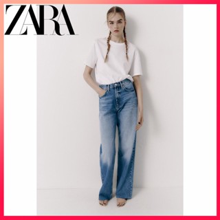 Zara ใหม่ TRF กางเกงยีนส์ ขากว้าง เอวสูง ลําลอง สําหรับผู้หญิง