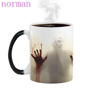 Norman แก้วกาแฟเซรามิค ลายผีดิบ เปลี่ยนสีตามความร้อน สร้างสรรค์ สําหรับปาร์ตี้ฮาโลวีน