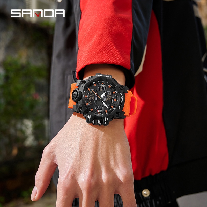 Sanda นาฬิกาข้อมือสปอร์ต กันน้ํา กันตก อเนกประสงค์ คุณภาพอุตสาหกรรมทหาร SD6126-2