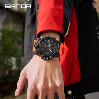 Sanda นาฬิกาข้อมือสปอร์ต กันน้ํา กันตก อเนกประสงค์ คุณภาพอุตสาหกรรมทหาร SD6126-2