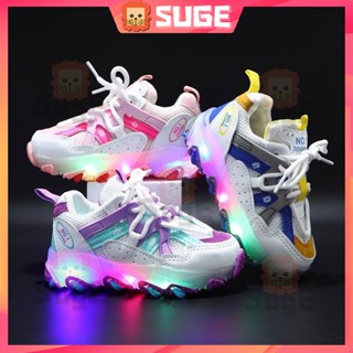 【Suge】รองเท้าผ้าใบลําลอง มีไฟ Led เรืองแสง สไตล์สปอร์ต สําหรับเด็กผู้ชาย ผู้หญิง