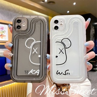 เคสโทรศัพท์มือถือแบบนิ่ม TPU ลายเส้นหัวหมี สําหรับ iPhone 14 13 12 11 Pro Max X XR Xs Max 8 7 6 6s Plus SE 2020