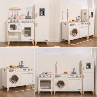 Danish Noble White Kitchen ชุดครัวไม้ สไตล์มินิมอล สีเบจขาวครีม มีเสียงไฟ by POLLY HOUSE