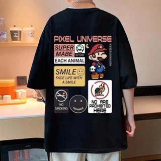 ผ้าฝ้าย 100% 6120 แขนครึ่ง ผ้าฝ้ายแท้ P17 สีฟ้า ดํา ขาว M-5XL