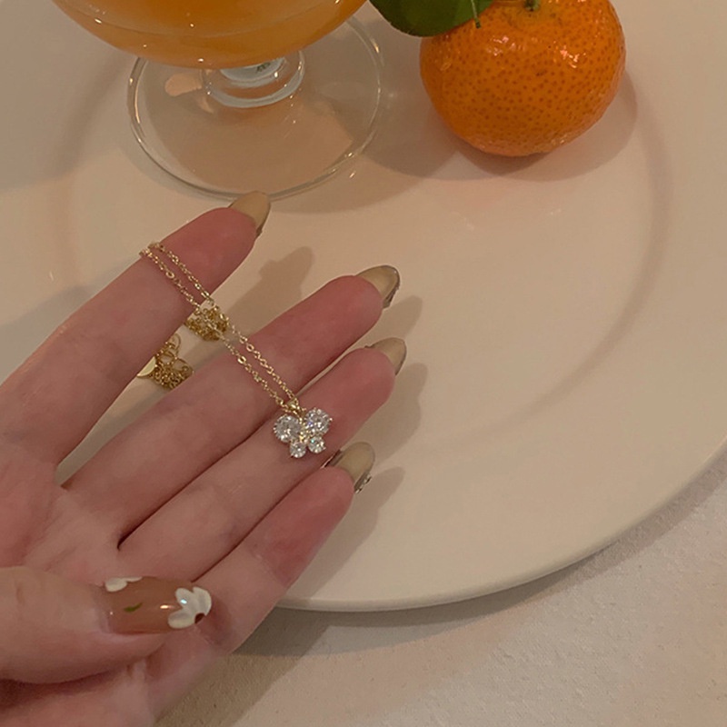 🌙ส่งไวใน3วัน🌙เครื่องประดับ ประดับเพชร โบว์ สร้อยคอรูปผีเสื้อ ปรับได้ ของขวัญสําหรับผู้หญิง สไตล์เกาหลี N151