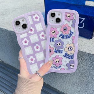 เคสโทรศัพท์มือถือ TPU นิ่ม ปิดด้านหลัง ขอบหยัก ลายการ์ตูนหน้ายิ้มน่ารัก สไตล์เกาหลี สําหรับ iPhone 11 12 13 14 Pro MAX 6 6s 7 8 Plus 14 Plus XR X XS MAX SE 2020