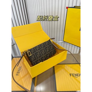 Fendi กระเป๋าสะพายไหล่ลําลอง ลายดอกไม้ สไตล์เรโทร พร้อมกล่อง