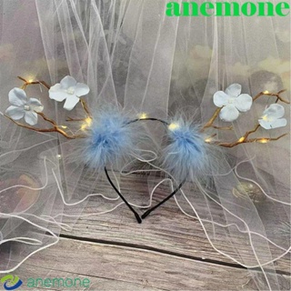 Anemone ที่คาดศีรษะคอสเพลย์ การ์ตูนกวางเอลฟ์ ซานต้าคลอส คริสต์มาส มีไฟ LED เรืองแสง สําหรับผู้หญิง