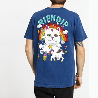 Ripndip เสื้อยืดลําลอง แขนสั้น คอกลม พิมพ์ลายแมว