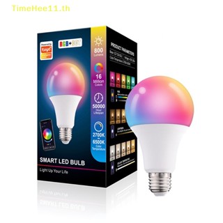 Timehee หลอดไฟ LED E27 RGB 15W บลูทูธ หรี่แสงได้ สําหรับตกแต่งบ้าน