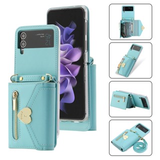 เคสหนัง ฝาพับ พร้อมช่องใส่บัตร มีซิป สําหรับ Samsung Galaxy Z Flip4 3 Flip4