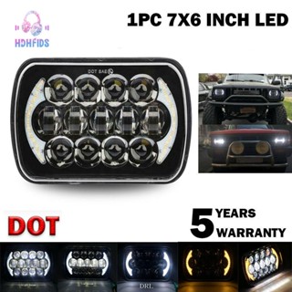 ไฟหน้าโปรเจคเตอร์ LED DRL 210W 5X7 นิ้ว 7X6 นิ้ว พร้อมสาย H4 สําหรับ Chevrolet Jeep Cherokee XJ Toyota Tacoma และปิ๊กอัพ 88-95 1 ชิ้น