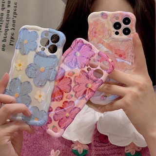 เคสโทรศัพท์มือถือ ซิลิโคน กันกระแทก ลายภาพวาดสีน้ํามัน รูปดอกไม้ สไตล์เรโทร สําหรับ Iphone 13 12 13pro 14pro 13 pro max 14 fundas