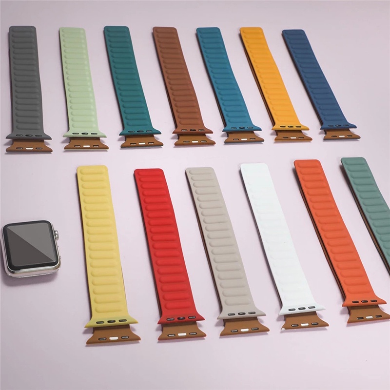 สายนาฬิกาข้อมือซิลิโคน แม่เหล็ก กันน้ํา สําหรับ Apple watch Series 8 7 SE 6 5 4 3 Ultra iwatch 40 มม. 44 มม. 41 มม. 45 มม. 49 มม.