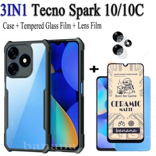 3in1 Tecno Spark 10 เคสโทรศัพท์ กันกระแทก สําหรับ Spark 10C Spark 10 Pro ฟิล์มฝ้าเซรามิค + ฟิล์มเลนส์กล้อง