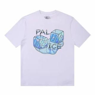 เสื้อยืดแขนสั้นลําลอง พิมพ์ลายโลโก้ตัวอักษร Palaces Pal Ice สไตล์เรโทร สําหรับผู้ชาย และผู้หญิง