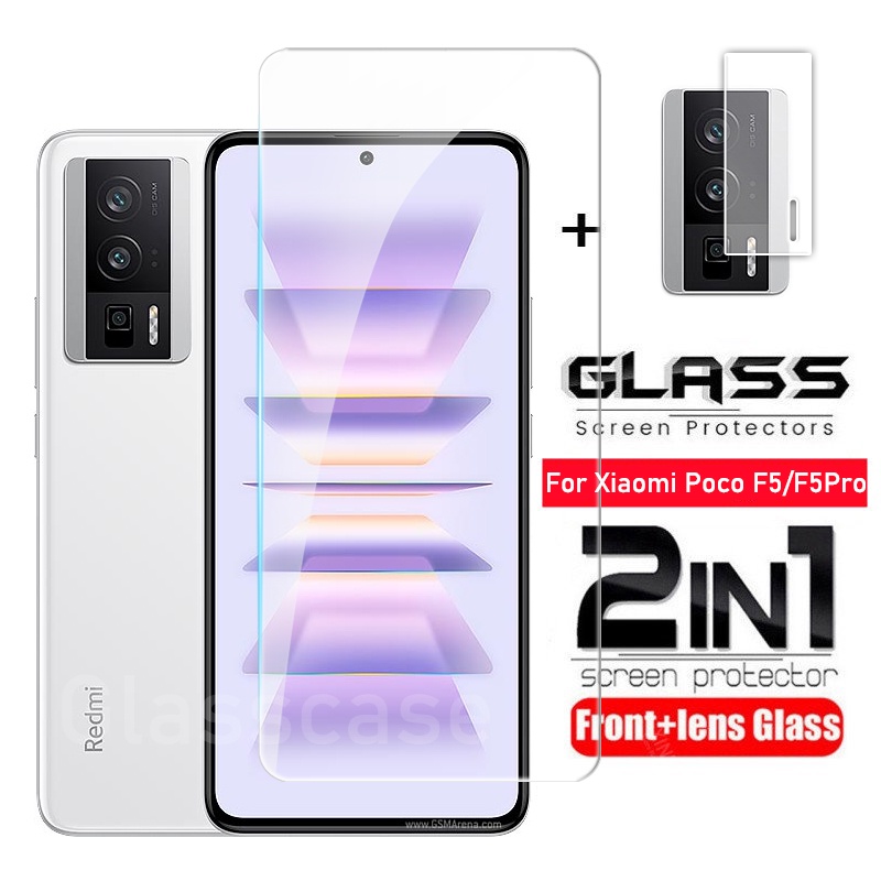 2 In 1 ฟิล์มกระจกนิรภัยกันรอยหน้าจอ เลนส์กล้อง ด้านหลัง แบบเต็มจอ สําหรับ Xiaomi Poco F5 X5 X4 M4 Pr