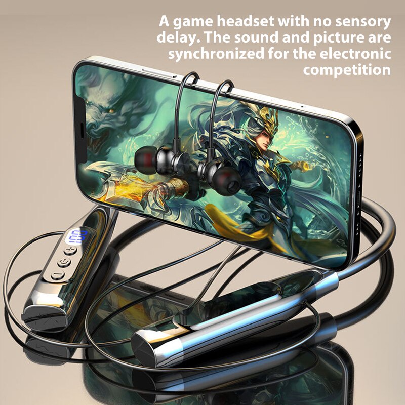 Jyc Original 100 ชั่วโมงความอดทนหูฟังบลูทูธ TFCard หูฟังไร้สายเบสพร้อมไมโครโฟนสเตอริโอหูฟังแบบคล้องคอชุดหูฟังกีฬา