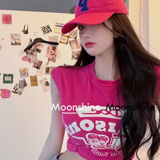 Moon  เสื้อครอป เสื้อแฟชั่นผู้หญิง y2k สีพื้น สําหรับผู้หญิง ใส่ไปคลับ ปาร์ตี้ 2023 NEW 23051201 Comfortable fashion Beautiful ins A29J12R 36Z230909