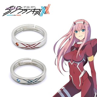 Aasleaty อนิเมะ DARLING in the FRANXX	แหวนคอสเพลย์ 02 สองมิติ สีฟ้า และสีแดง สําหรับคู่รัก