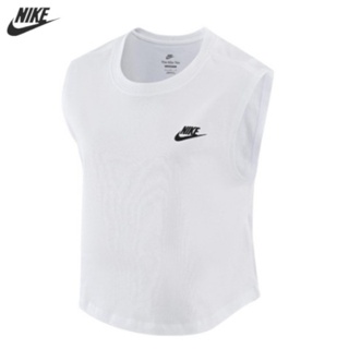 [พร้อมส่ง] ของแท้ 100% Nike เสื้อยืดแขนกุด ผ้าฝ้าย พิมพ์ลายคลาสสิก สําหรับผู้หญิง FB8226-010-100